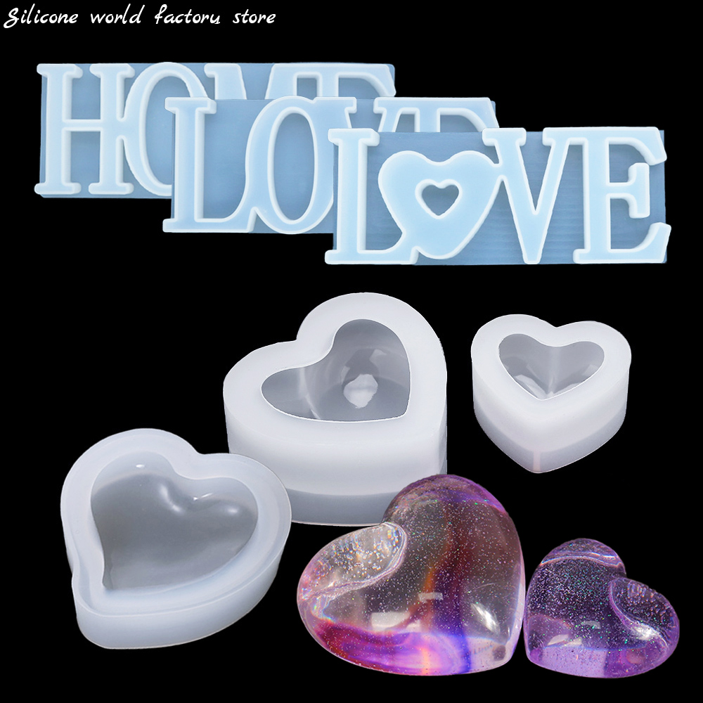 Resin Art Alphabet - シリコーンワールド 3D ハートキャンドルシリコーン型文字エポキシ樹脂型 DIY 工芸品アロマセラピー石膏石鹸型家の装飾