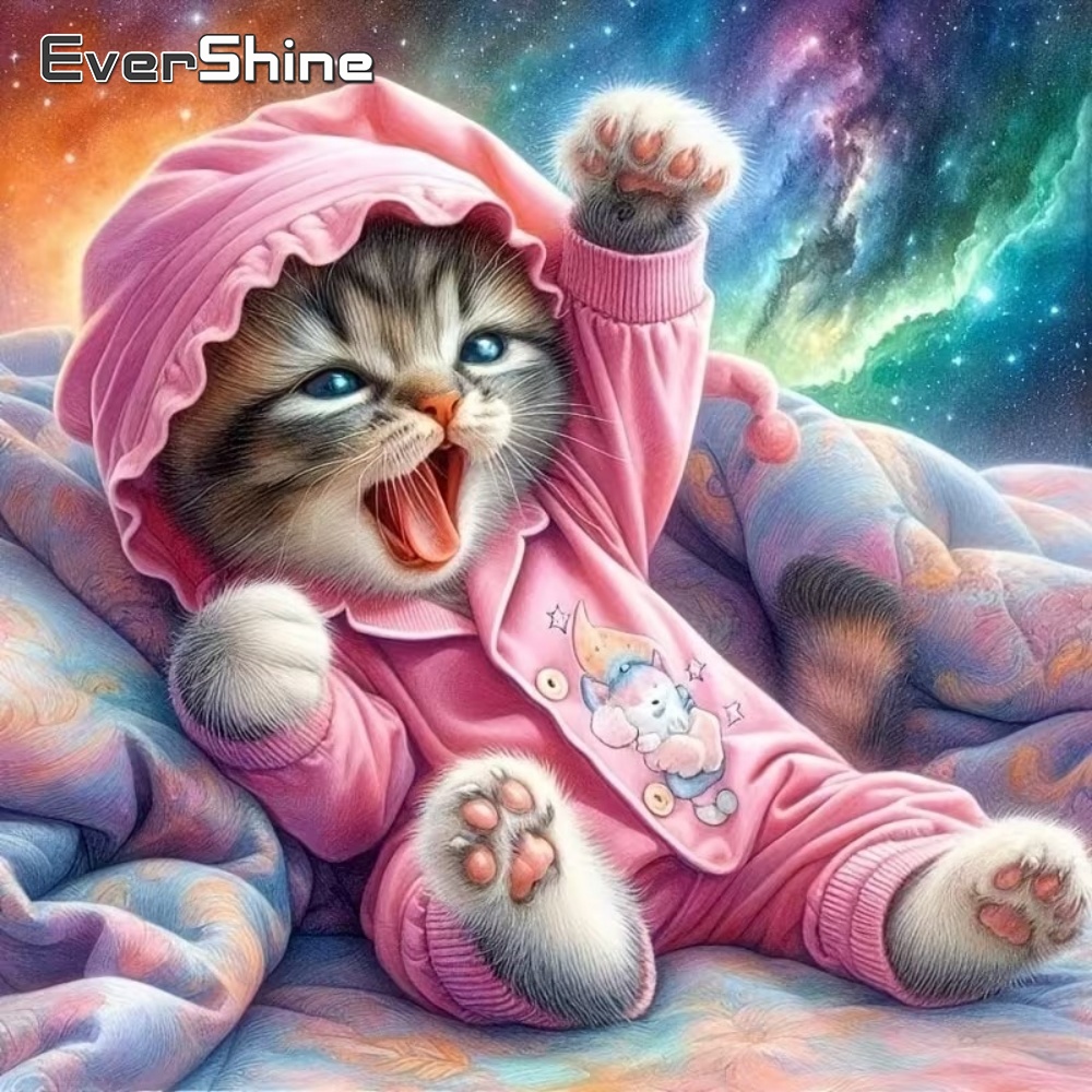 Resin Art Wallpaper - EverShine 新着ダイヤモンドペインティング猫動物刺繍パターン大人初心者向けダイヤモンドモザイク漫画 DIY ウォールアート