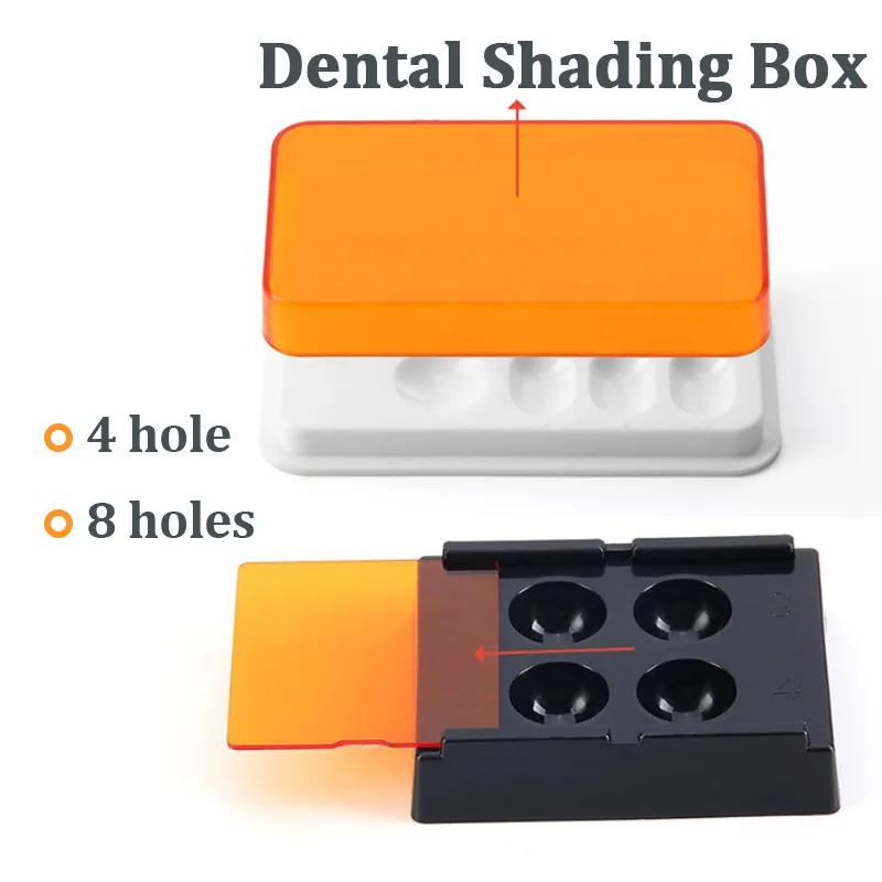 Resin Art Case - 4/8 スロット歯科用レジンシェードライト収納ボックス歯科用パレットカバー付き歯科用ベニヤボックスミックスフードケースシェーディングオーガナイザーツール