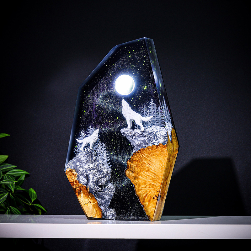 自然動物フィギュア生物樹脂製テーブルライトクリエイティブアー - Resin Art Baby のレビューと価格