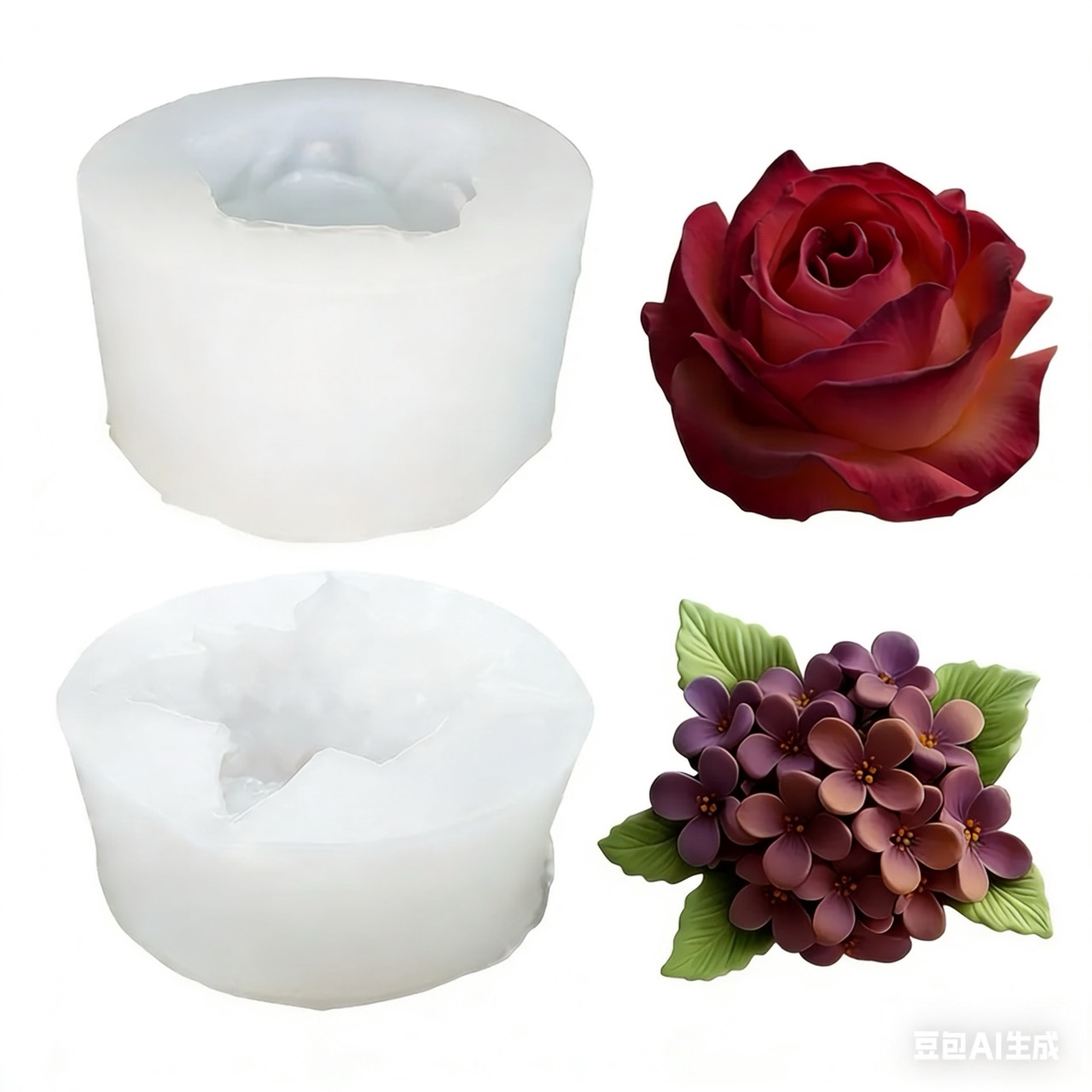 3Dローズライラックフラワーシリコンモールド2個、樹脂やキャ - Resin Art Wedding Gift のレビューと価格