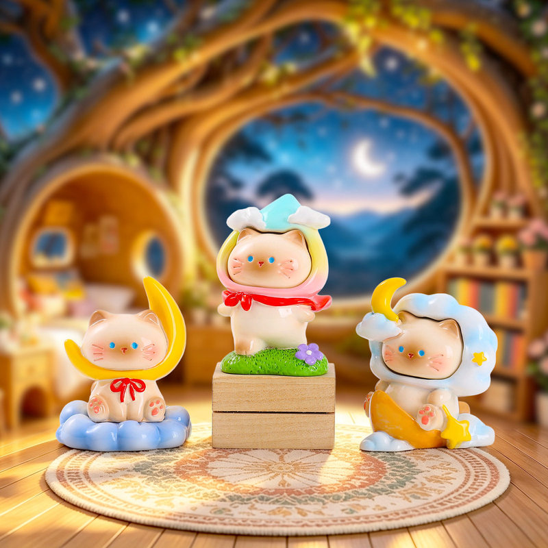 かわいい猫の気象シリーズ。小さな猫のフィギュア。ブラインドボ - Resin Art Case のレビューと価格