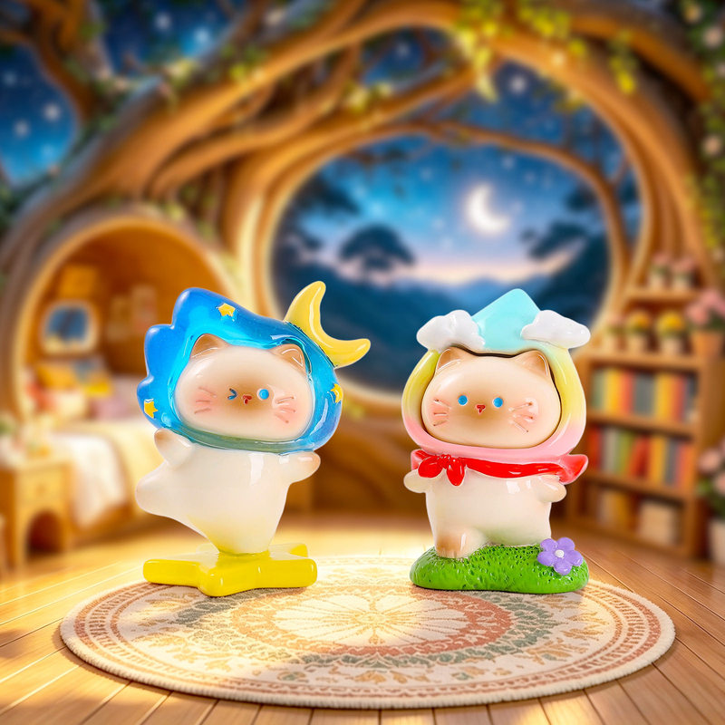 かわいい猫の気象シリーズ。小さな猫のフィギュア。ブラインドボ - Resin Art Case のレビューと価格